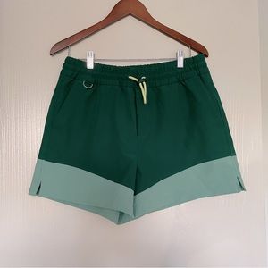Old Navy Stretch Tech Shorts in Green and Blue, Outdoor Voices Dupe